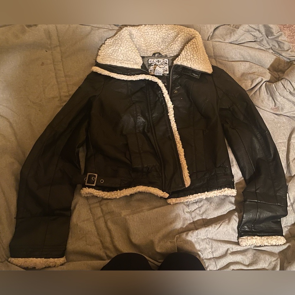Wet Seal Black Moto Faux Leather Jacket